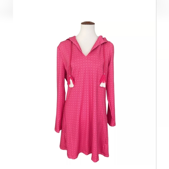 Cabana Life UPF 50+ Pink Hooded Beach Coverup Dress Sun Protection Size Large - Picture 1 of 5
